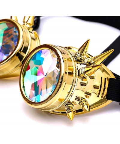 Goggle Steampunk Rave Kaleidoscope Goggles Rainbow Colorful Lenses - Gold(spikes) - CZ18HLRC2HX $9.19