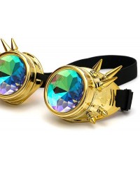 Goggle Steampunk Rave Kaleidoscope Goggles Rainbow Colorful Lenses - Gold(spikes) - CZ18HLRC2HX $9.19