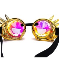 Goggle Steampunk Rave Kaleidoscope Goggles Rainbow Colorful Lenses - Gold(spikes) - CZ18HLRC2HX $9.19