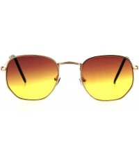 Rectangular Mens Oceanic Gradient Lens Victorian Metal Rim Rectangular Sunglasses - Gold Brown Yellow - CP18GO9LM7A $14.82