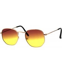 Rectangular Mens Oceanic Gradient Lens Victorian Metal Rim Rectangular Sunglasses - Gold Brown Yellow - CP18GO9LM7A $14.82