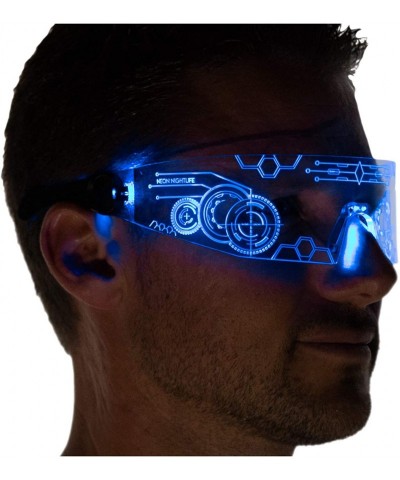 Oversized LED Light Up Glasses- Cyberpunk Goggles- Rezz Visor Robocop Futuristic Electronic Lights - Blue V2 - C418UAT8UER $5...