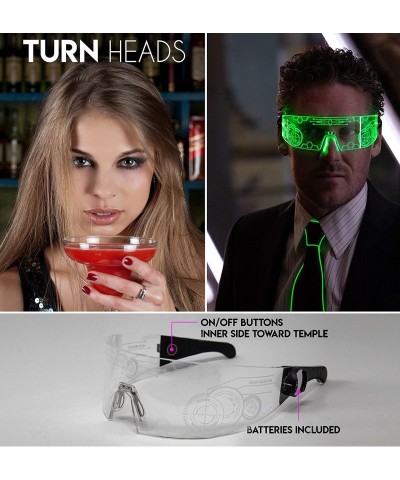 Oversized LED Light Up Glasses- Cyberpunk Goggles- Rezz Visor Robocop Futuristic Electronic Lights - Blue V2 - C418UAT8UER $2...