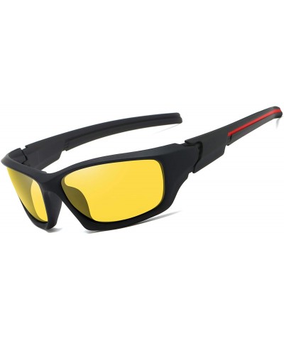 Sport Polarized Sports Sunglasses Cycling Glasses with 6 Interchangeable Lenses - Black Yellow - CZ193YGC5UR $11.49