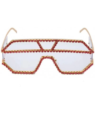 Sport Fashion Square Diamond Sunglasses Personality Luxury Metal Frame Rhinestone Glasses - 3 - CZ190EY6CEM $64.85