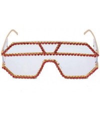 Sport Fashion Square Diamond Sunglasses Personality Luxury Metal Frame Rhinestone Glasses - 3 - CZ190EY6CEM $30.26