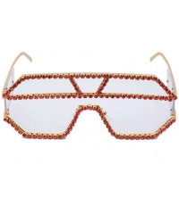 Sport Fashion Square Diamond Sunglasses Personality Luxury Metal Frame Rhinestone Glasses - 3 - CZ190EY6CEM $30.26