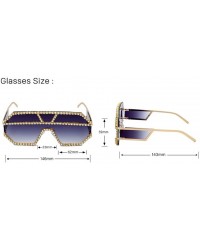 Sport Fashion Square Diamond Sunglasses Personality Luxury Metal Frame Rhinestone Glasses - 3 - CZ190EY6CEM $30.26