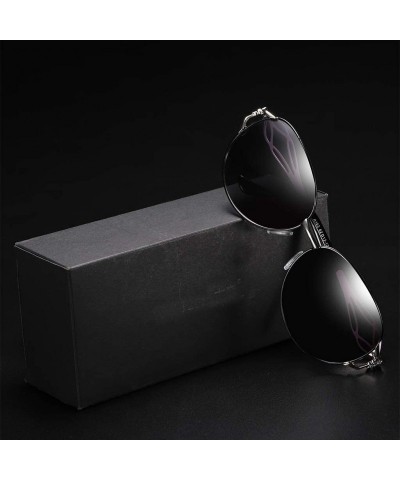 Oval Sunglasses for Women Polarized Antiglare Anti-ultraviolet Fishing Baseball Driving Travelling Trendy Metal Oval - CP18WL...