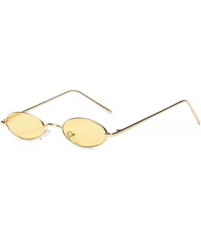 Oval Slim Retro Vintage Metal Small Round Oval Sunglasses - Yellow - C918I9OXZW4 $9.17