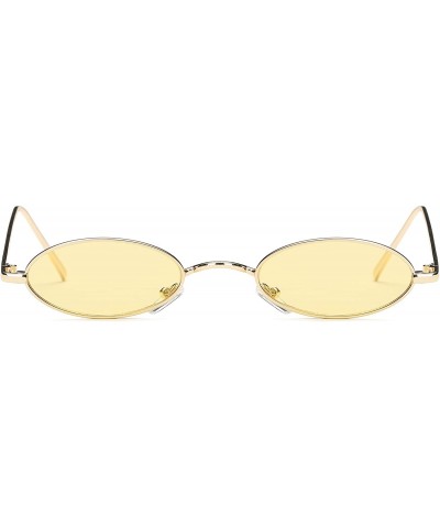 Oval Slim Retro Vintage Metal Small Round Oval Sunglasses - Yellow - C918I9OXZW4 $9.17