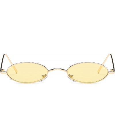 Oval Slim Retro Vintage Metal Small Round Oval Sunglasses - Yellow - C918I9OXZW4 $9.17