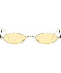 Oval Slim Retro Vintage Metal Small Round Oval Sunglasses - Yellow - C918I9OXZW4 $9.17