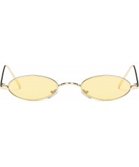 Oval Slim Retro Vintage Metal Small Round Oval Sunglasses - Yellow - C918I9OXZW4 $9.17