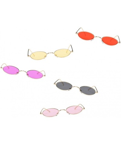 Oval Slim Retro Vintage Metal Small Round Oval Sunglasses - Yellow - C918I9OXZW4 $9.17