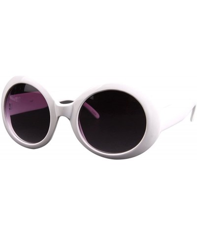 Round Womens Fashion Circle Round Jackie O Bold Chic Sunglasses P547 - White Gradientsmoke - CI184CSUTRE $12.16