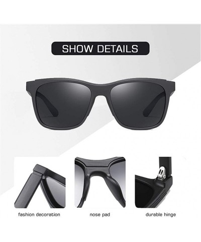 Square Men Polarized Sunglasses TR90 Frame Fashion Mirror Driving Fishing Sunglasses for Male UV400 - C5blue - CQ199QDLO24 $1...