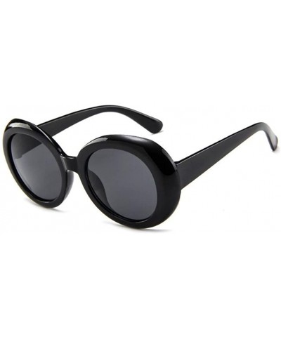 Oval Round Oval Sunglasses Mod Style Retro Thick Frame Fashion eyewear - Black Gray - CO189U6COQI $32.47