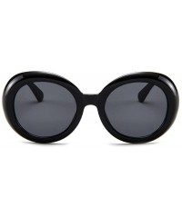 Oval Round Oval Sunglasses Mod Style Retro Thick Frame Fashion eyewear - Black Gray - CO189U6COQI $14.72