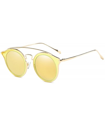 Oversized Polarized Sunglasses for Women Round Shades Fashion Oversized Metal Frame - Gold Frame/Yellow Lens - C718CCWM6GU $1...