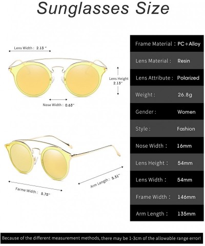 Oversized Polarized Sunglasses for Women Round Shades Fashion Oversized Metal Frame - Gold Frame/Yellow Lens - C718CCWM6GU $1...