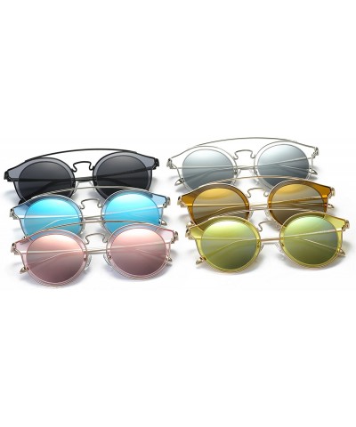 Oversized Polarized Sunglasses for Women Round Shades Fashion Oversized Metal Frame - Gold Frame/Yellow Lens - C718CCWM6GU $1...