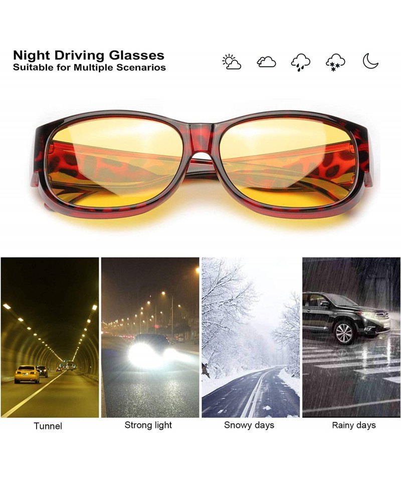 Unisex Night Vision Driving Wrap Around Over Glasses Anti Glare Safety  Sunglass 