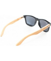 Wayfarer Bamboo Sunglasses with Mirrored Lenses - Black - C617Z54RYK5 $21.97