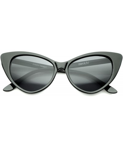 Oversized Women's Retro Oversized High Point Cat Eye Sunglasses 54mm - Black / Smoke - CO12N5Q81MT $21.04