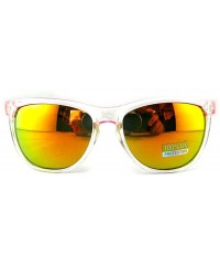 Wayfarer New Promotional Budget Wayfarer Retro Crystal 2-Tone Sunglasses - Flash Mirror Lens - Pink - CO11F4Y9NVV $9.94