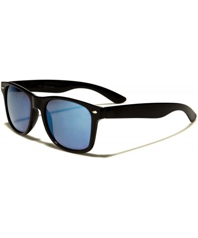 Wayfarer Classic Retro 80s 90s Indie Style Summer Fashion Mirrored Lens Sunglasses - Black / Blue - CU18938T7I9 $23.81