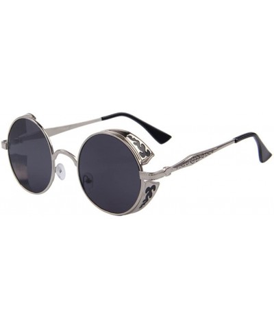 Goggle Women UV400 Mirror Sunglasses Classic Round Shades Sun Glasses Eyewear - Silver - CC17Z49Y339 $18.89