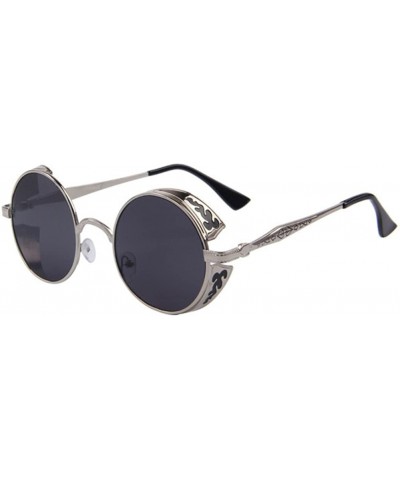 Goggle Women UV400 Mirror Sunglasses Classic Round Shades Sun Glasses Eyewear - Silver - CC17Z49Y339 $10.87