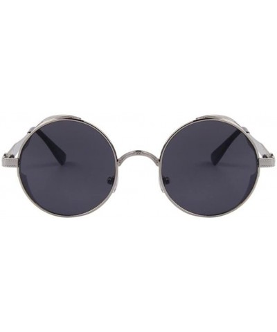 Goggle Women UV400 Mirror Sunglasses Classic Round Shades Sun Glasses Eyewear - Silver - CC17Z49Y339 $10.87