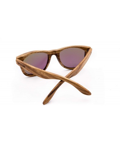 Aviator Real Wood Polarized Sunglasses - Zebra Jacks With Gradient Brown Lenses - CC1957CQGDL $67.45