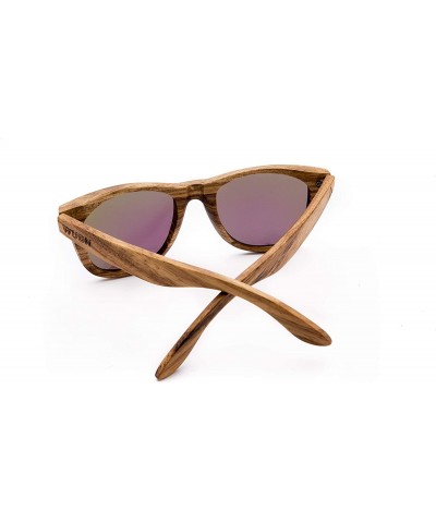 Aviator Real Wood Polarized Sunglasses - Zebra Jacks With Gradient Brown Lenses - CC1957CQGDL $39.42