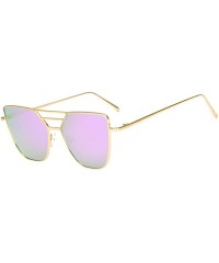 Semi-rimless Polarized Sunglasses for Women Men Oversized Metal Frame UV400 Flat Lens Cat Eye Fashion Eyewear - Purple -2 - C...