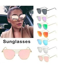 Semi-rimless Polarized Sunglasses for Women Men Oversized Metal Frame UV400 Flat Lens Cat Eye Fashion Eyewear - Purple -2 - C...