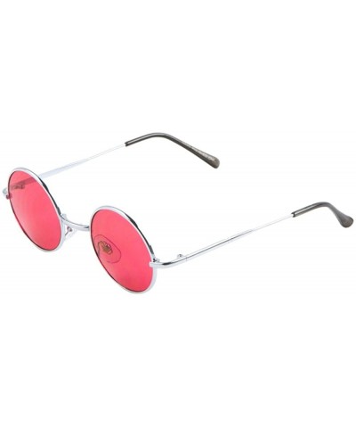 Round Lennon Round Circle Glasses Color Lens Men Women Retro Fashion - Red - CZ12O5NE34C $10.39