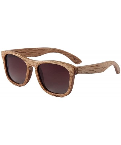 Aviator Real Wood Polarized Sunglasses - Zebra Jacks With Gradient Brown Lenses - CC1957CQGDL $39.42