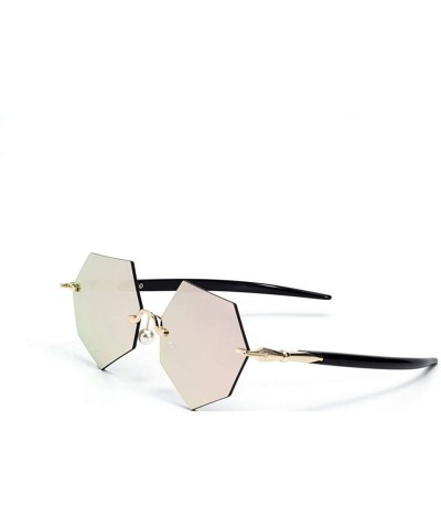 Aviator Hiker sunglasses- frameless right angle polygon fashion trend sunglasses - E - CL18SCXSA74 $36.15