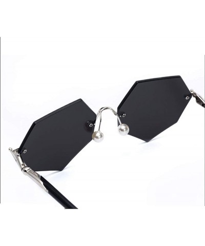 Aviator Hiker sunglasses- frameless right angle polygon fashion trend sunglasses - E - CL18SCXSA74 $36.15