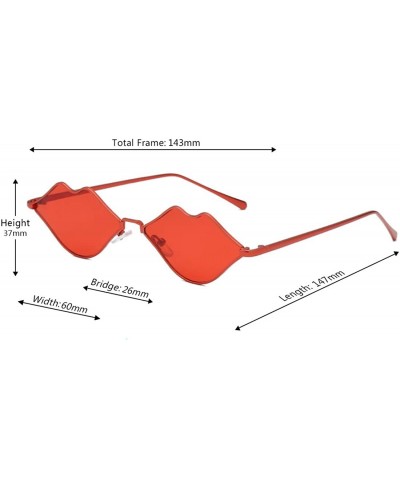 Rectangular Fashion Lips Frame Plastic Lenses small Women Sunglasses UV400 - Red - CG18NNKCH4W $8.27