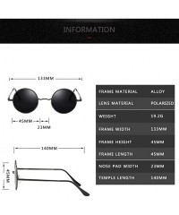 Round Retro Punk Style Round Polarized Sunglasses Men Women Metal Frame Sun Glasses UV400 - C5 - CP1985DOSCR $28.91