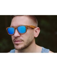 Aviator Real Wood Polarized Sunglasses - Zebra Jacks With Gradient Brown Lenses - CC1957CQGDL $39.42