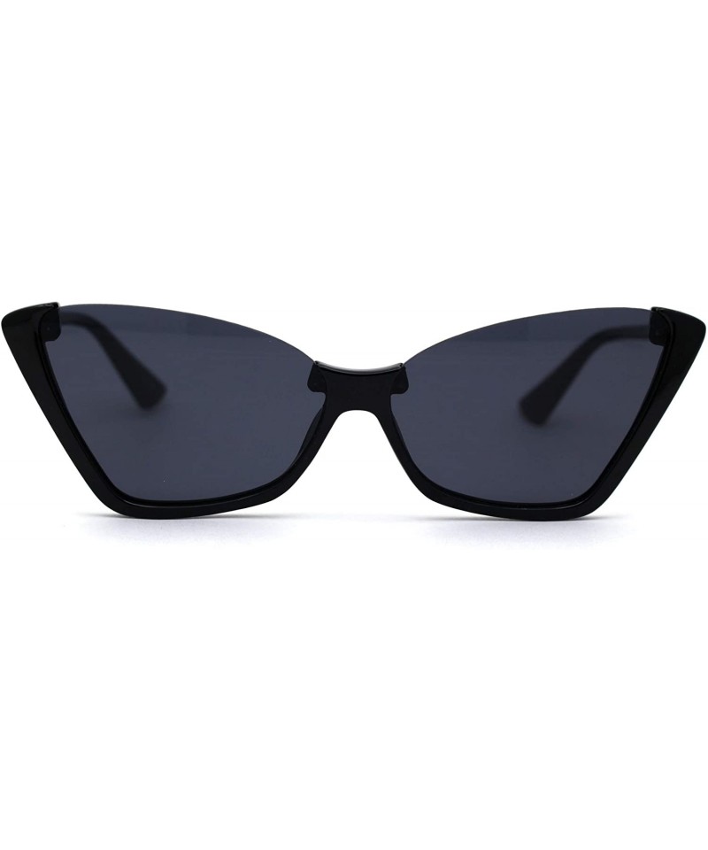 Cat Eye Womens Upside Down Half Rim Cat Eye Retro Plastic Sunglasses - All Black - CV197NG5SZ3 $12.45