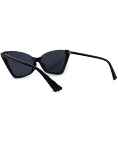 Cat Eye Womens Upside Down Half Rim Cat Eye Retro Plastic Sunglasses - All Black - CV197NG5SZ3 $12.45