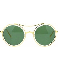 Round Unisex Fashion Sunglasses Round Circle Double Flat Frame UV 400 - Clear Gold - C3188KHYZRE $13.47