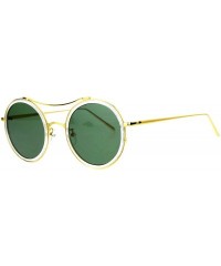 Round Unisex Fashion Sunglasses Round Circle Double Flat Frame UV 400 - Clear Gold - C3188KHYZRE $13.47