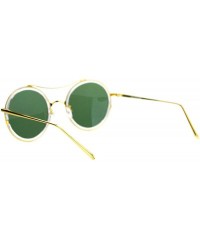 Round Unisex Fashion Sunglasses Round Circle Double Flat Frame UV 400 - Clear Gold - C3188KHYZRE $13.47